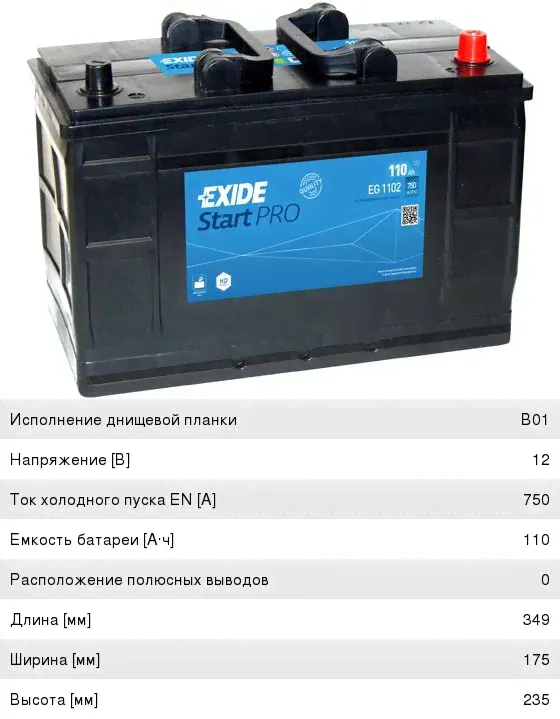Аккумулятор IVECO Daily 110А/ч EXIDE-0